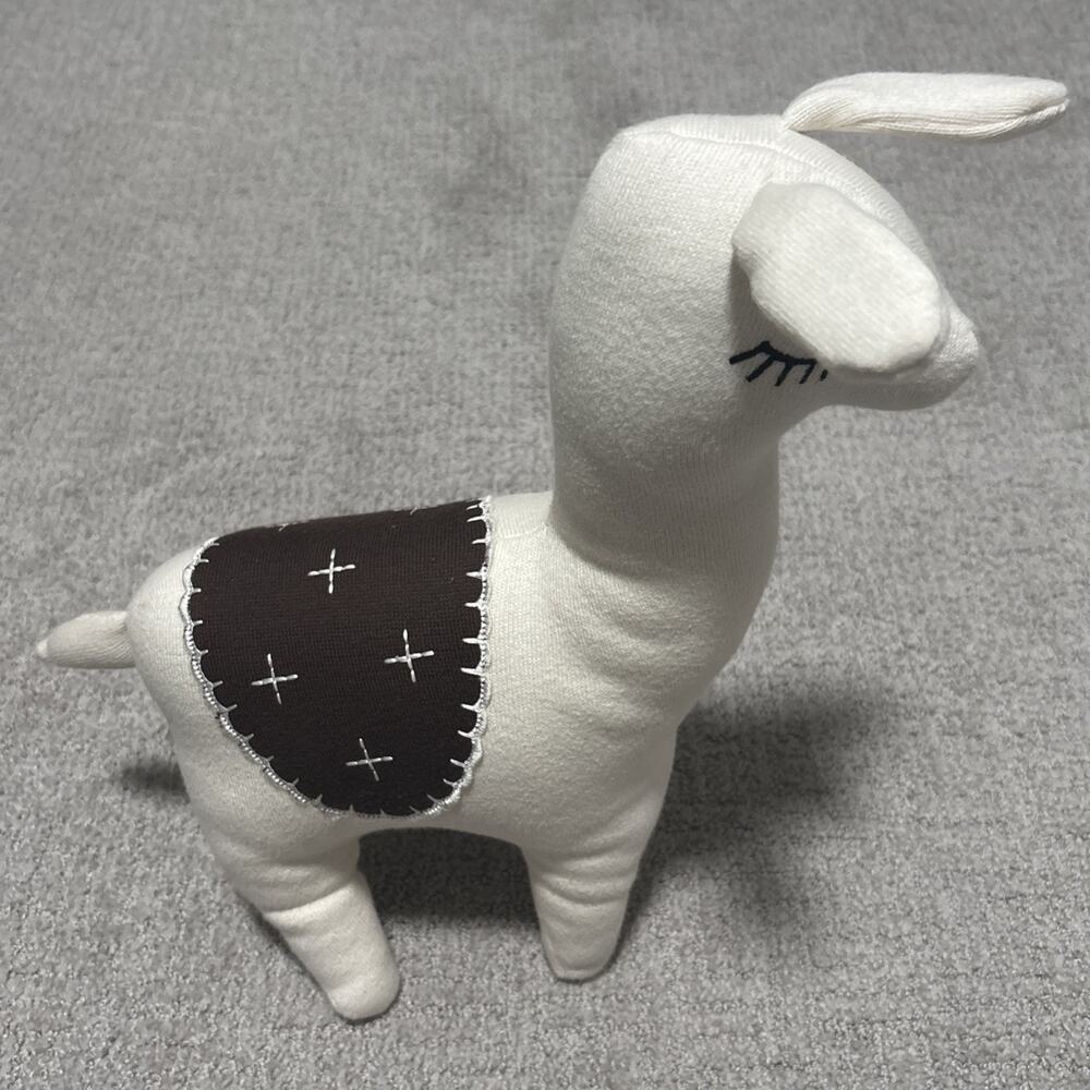 Creative Co-op Cotton Knit Llama Plush Toy 7.5 x 13 inches Beige Stuffed Animal